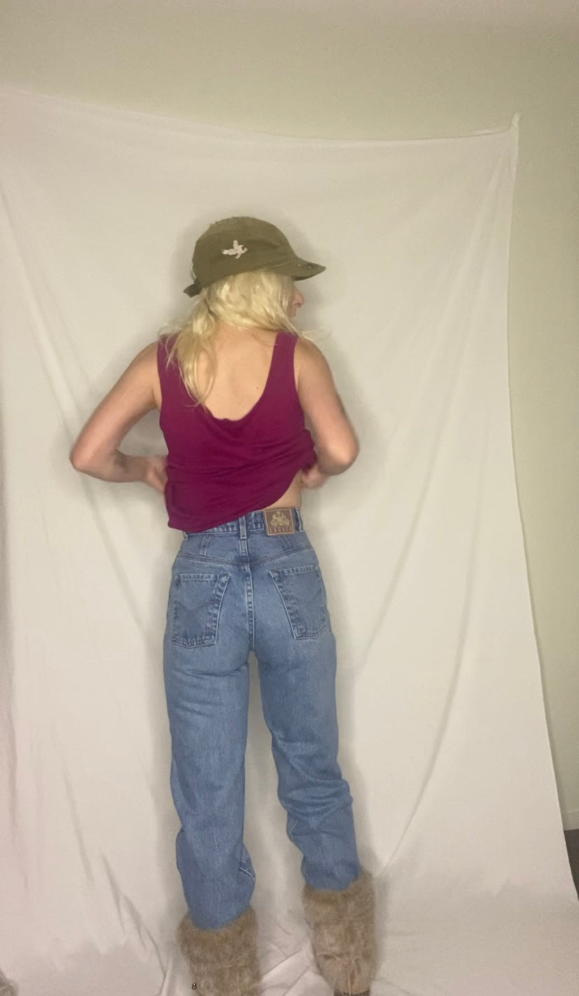 Vintage Zagato High-waisted, straight-leg blue denim jeans