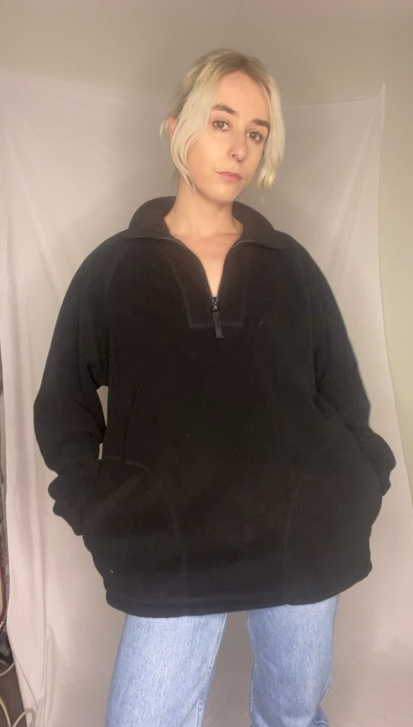 Vintage Black Zip Up Fleece Jumper