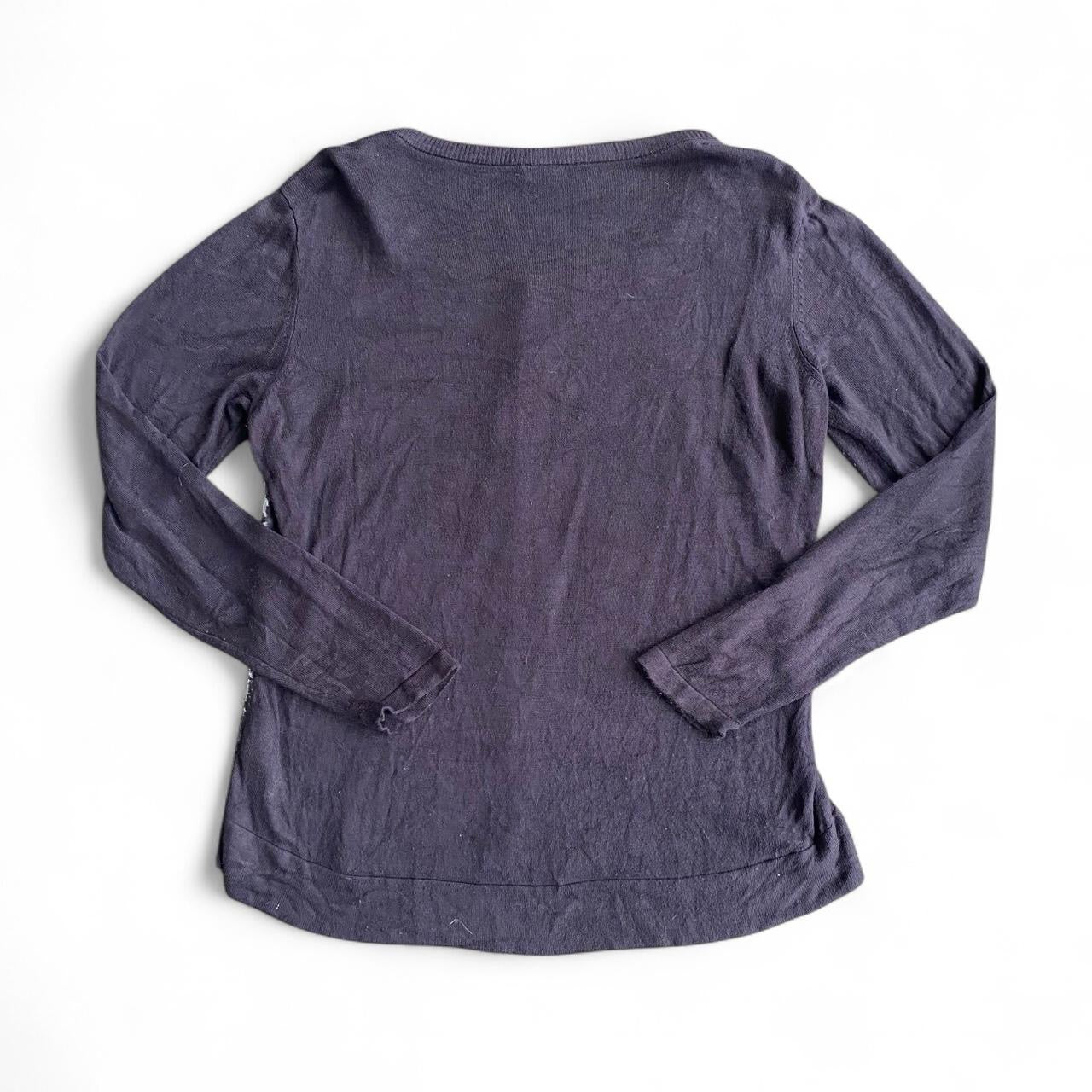 Navy velvet floral button up cardigan