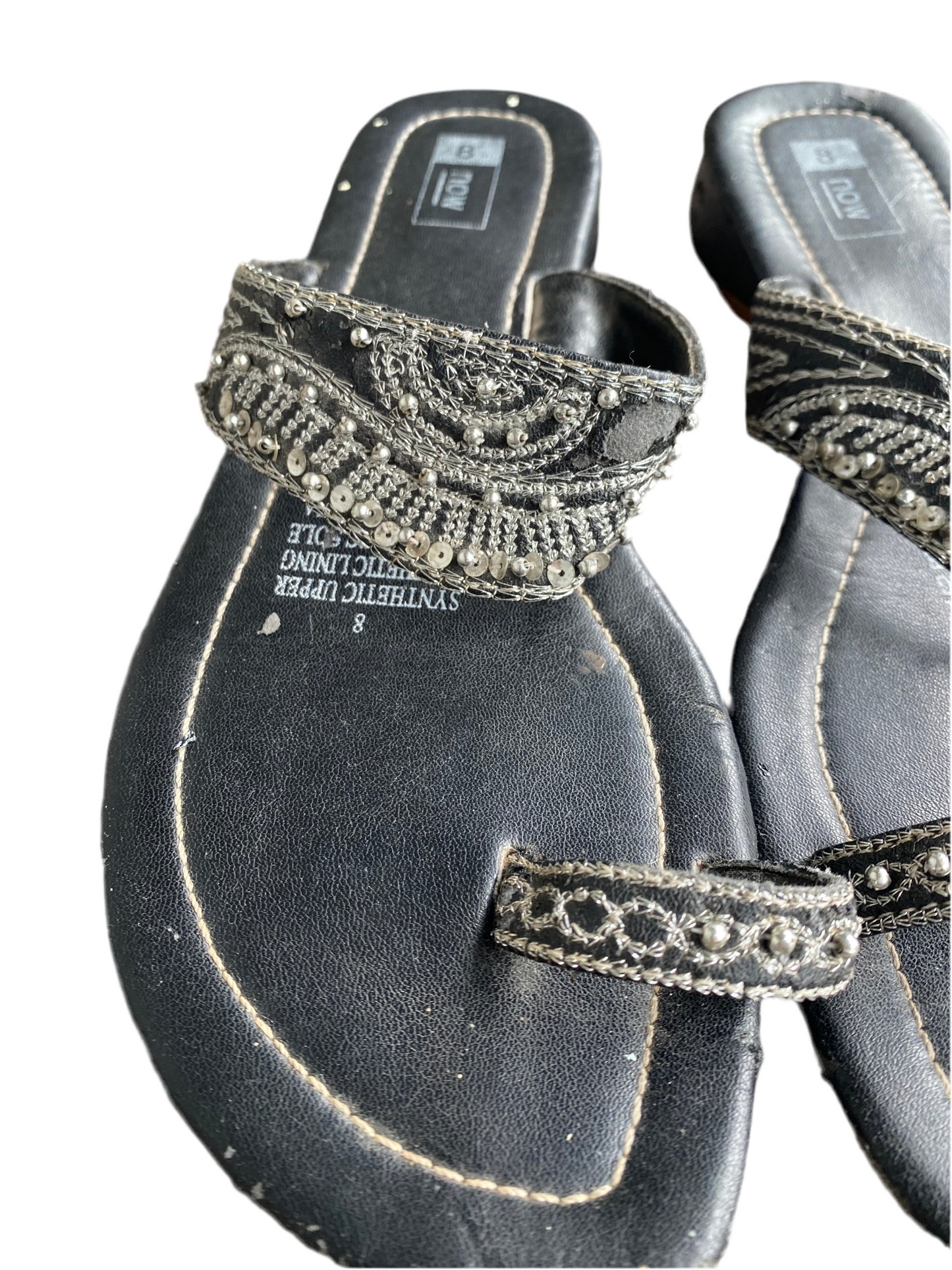 00s Black embellished toe sandals