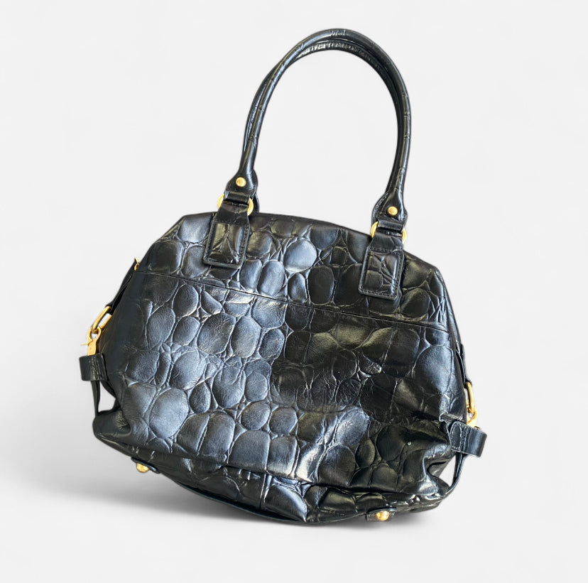 Beautiful Y2K style chunky Black leather handbag