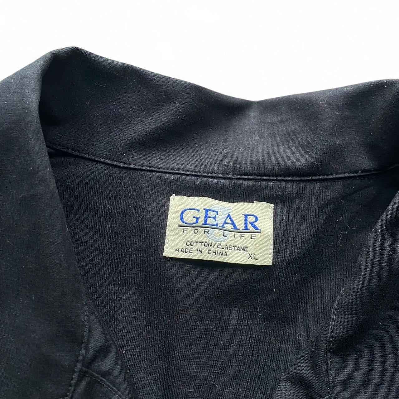 Black 3/4 sleeve fitted button up shirt