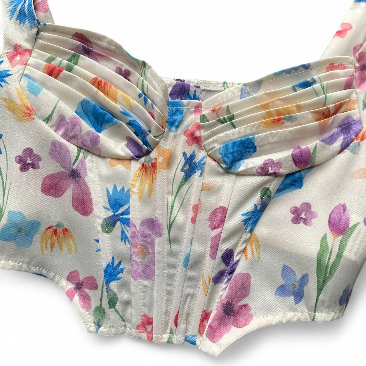 Cute cropped cream Floral corset top