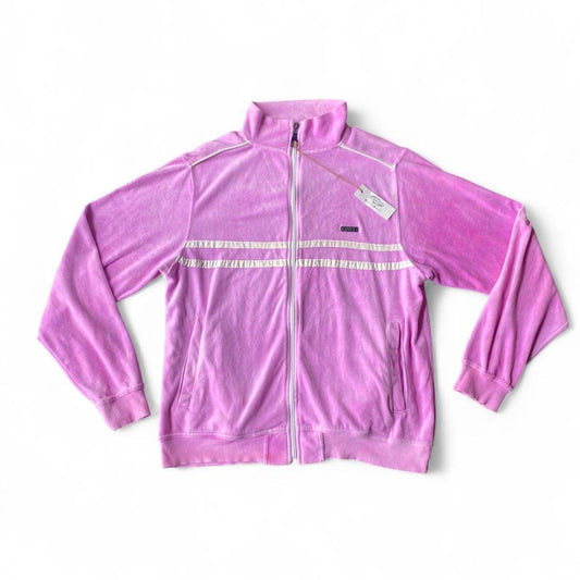 Enyce Vintage Pink Velour track jacket with white stripe!!