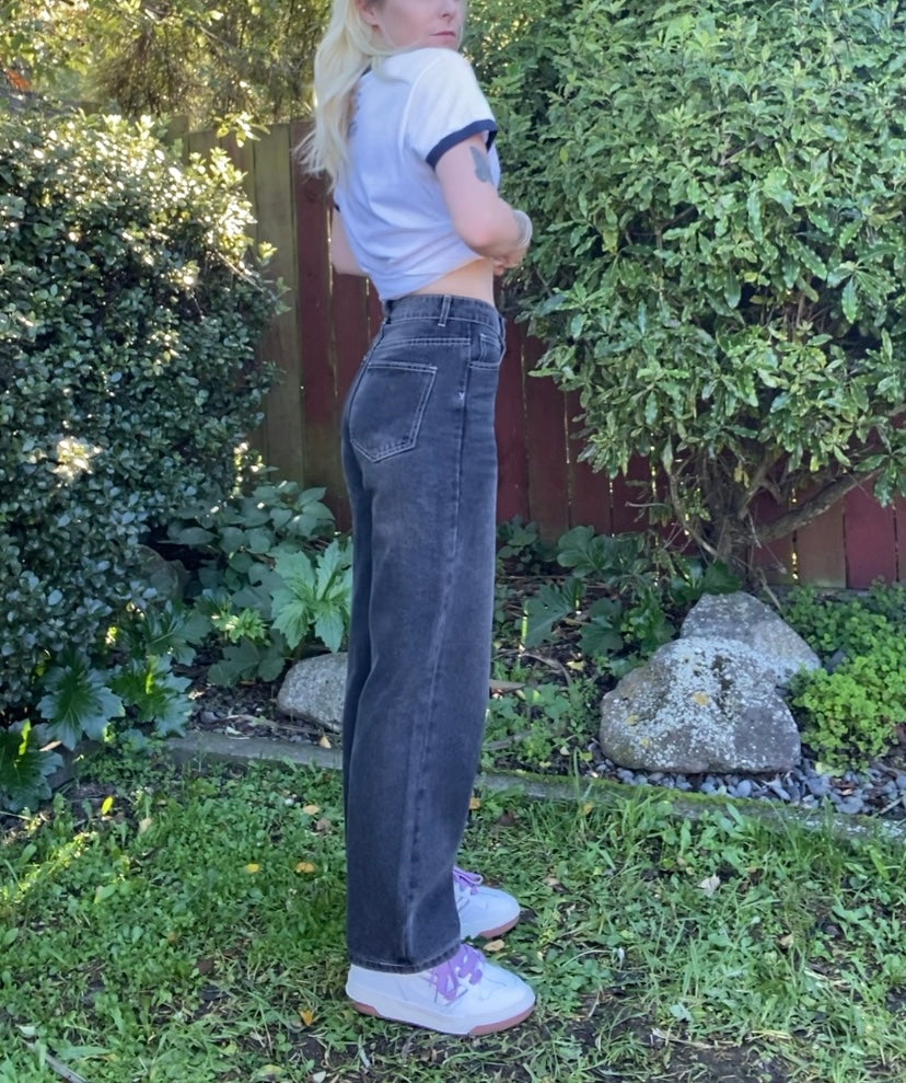 Charcoal wash denim high waisted Jeans