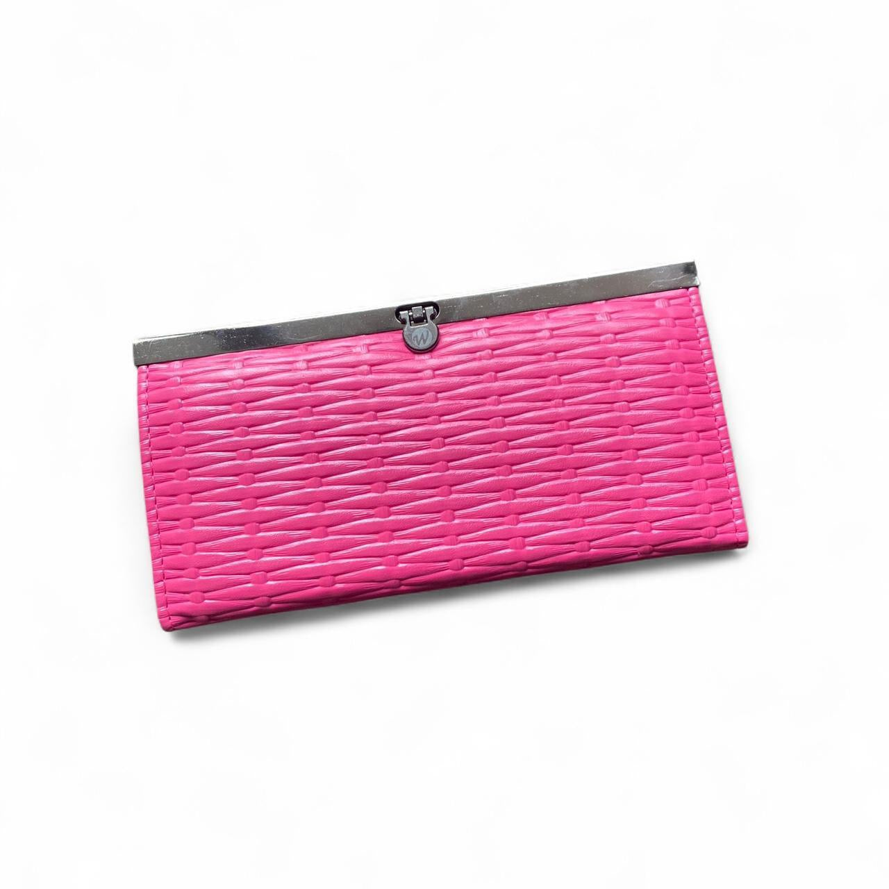 Y2K Hot pink woven leather clutch purse/wallet