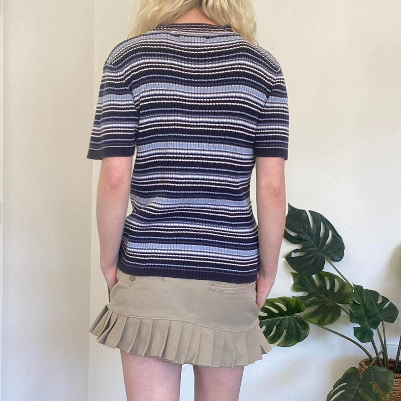 90s Vintage Blue striped Just Jeans knit top