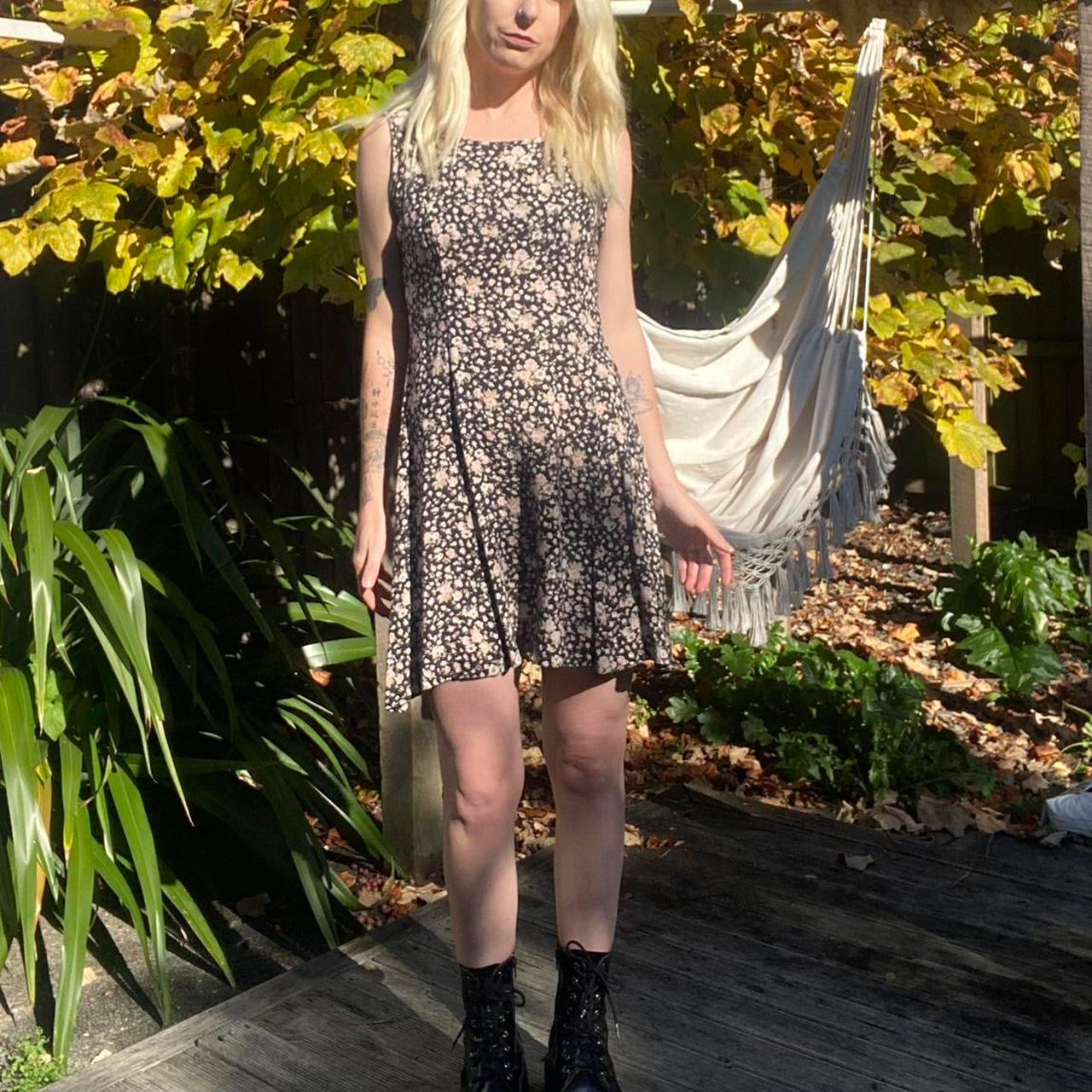 90s Vintage Navy floral mini dress