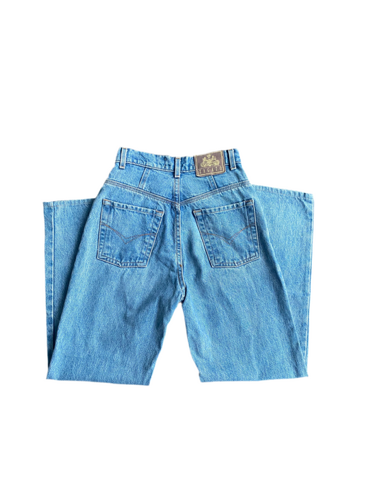 Vintage Zagato High-waisted, straight-leg blue denim jeans