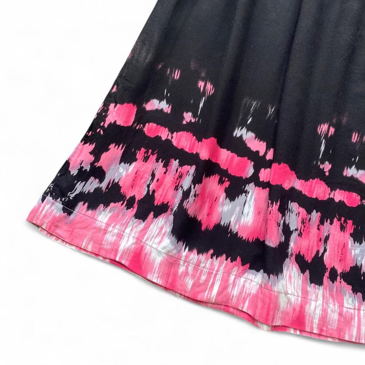 Y2K Pink and black tie dye strapless maxi dress
