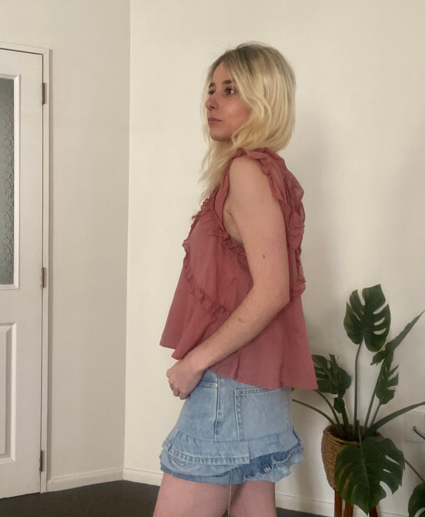 Cute blush pink frill top