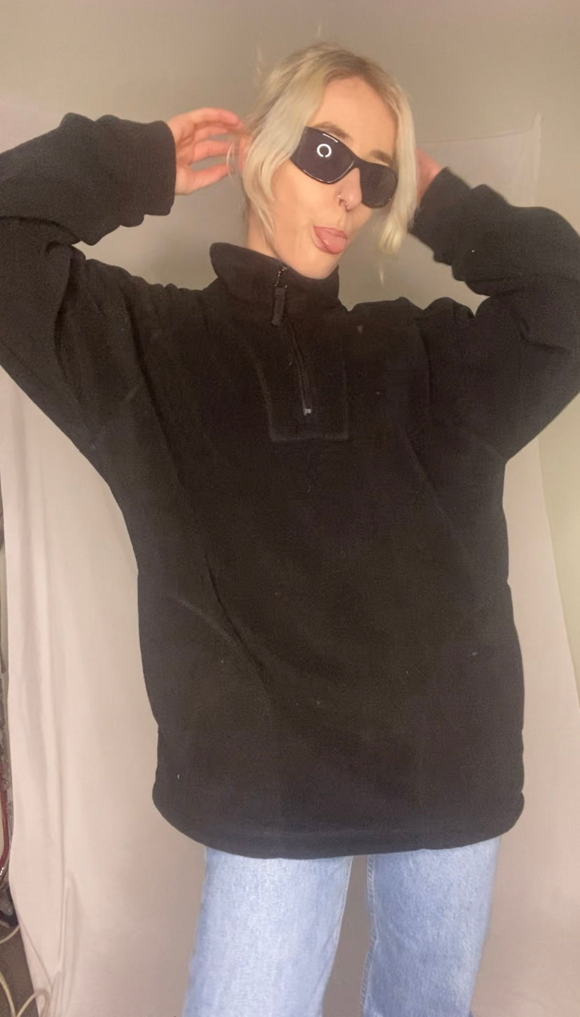 Vintage Black Zip Up Fleece Jumper
