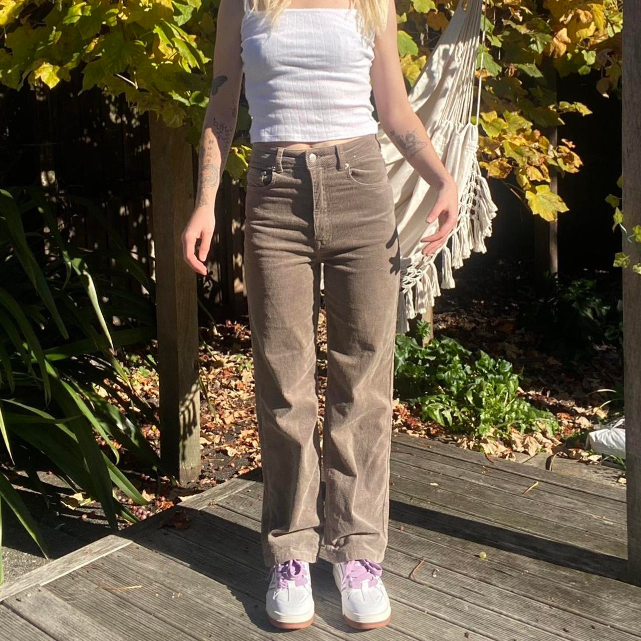 Light brown corduroy high waisted pants