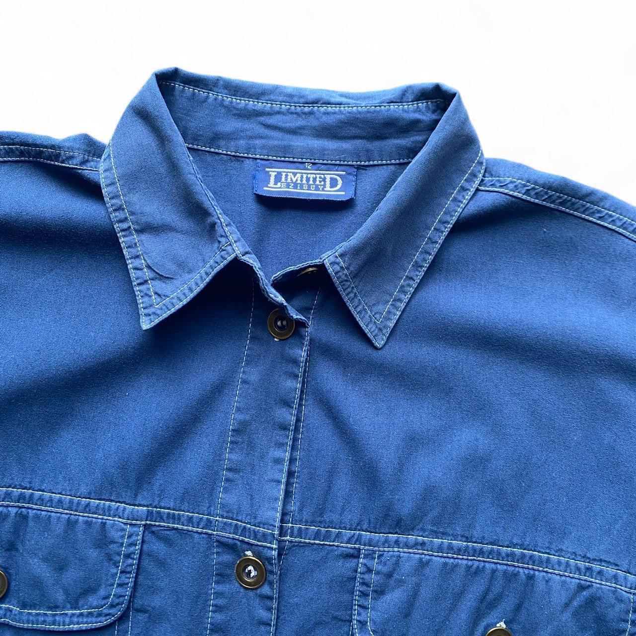 Blue denim style button up shirt