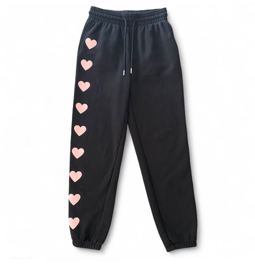 Black and pink heart Hoodie and Track pant set