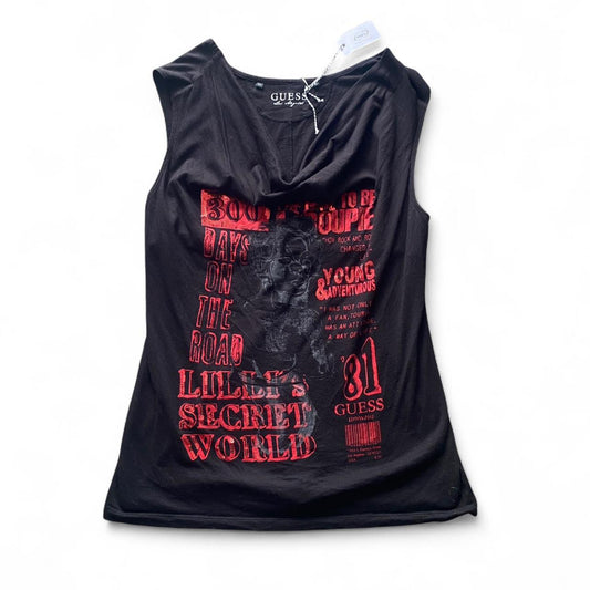 Y2K Guess black graphic sleeveless top