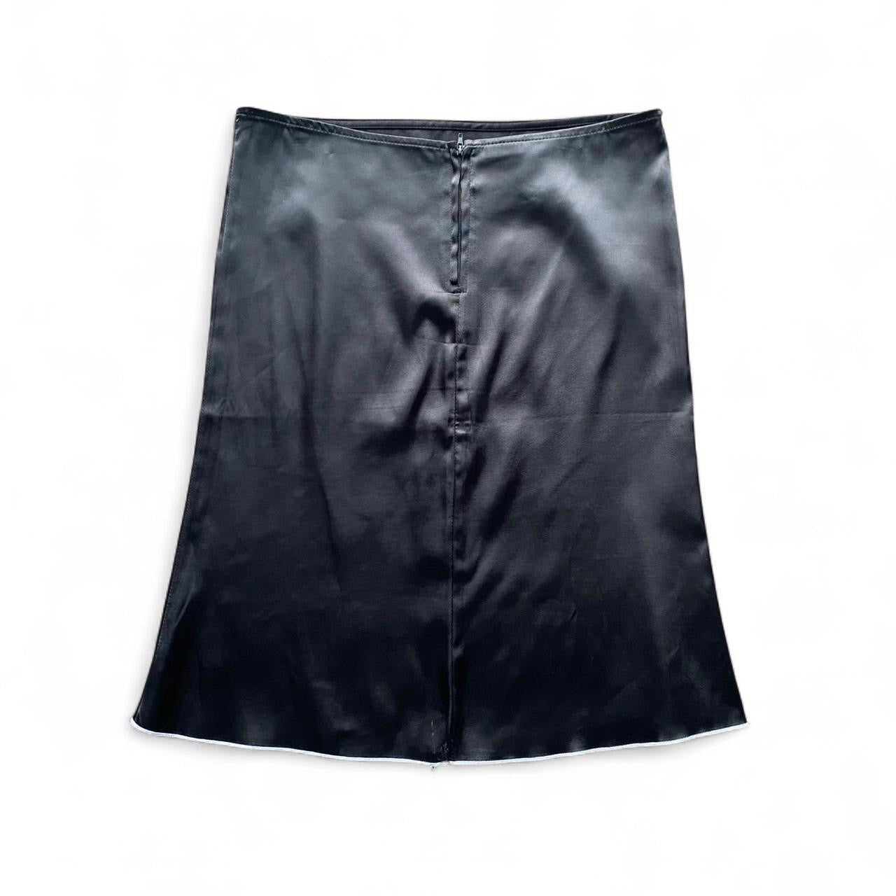 90s Black satin skirt with floral sequin details