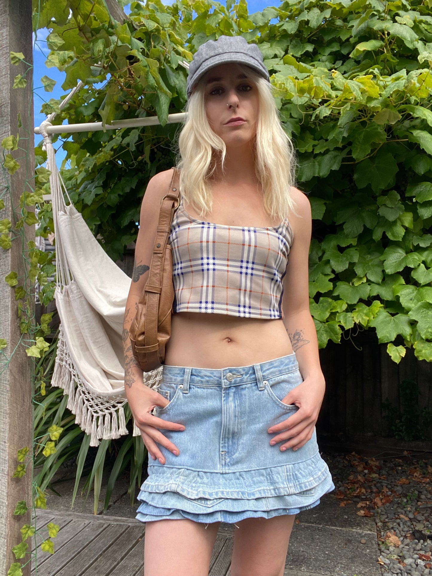 Plaid Tan Crop Top