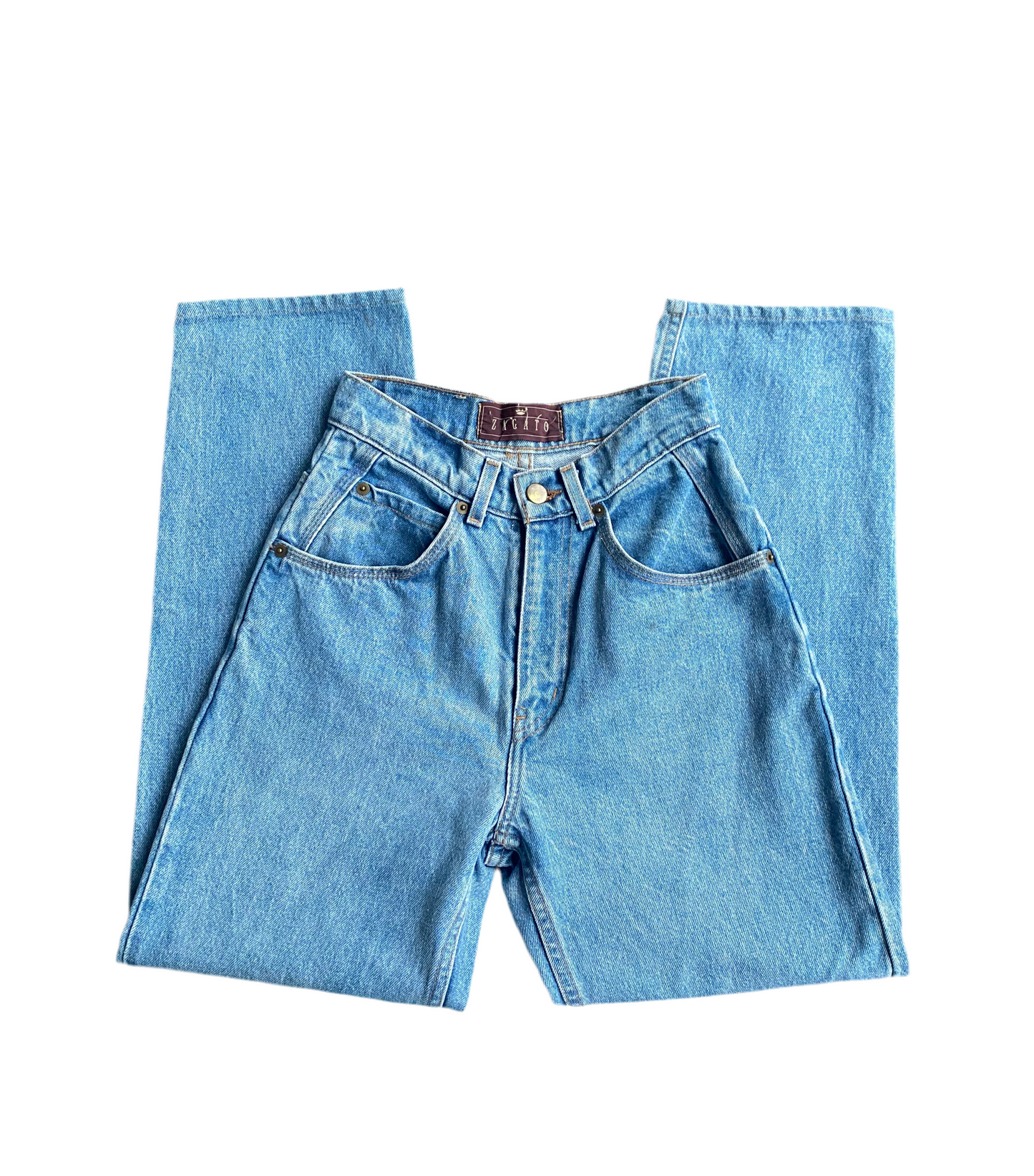 Vintage Zagato High-waisted, straight-leg blue denim jeans