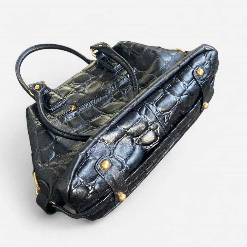 Beautiful Y2K style chunky Black leather handbag