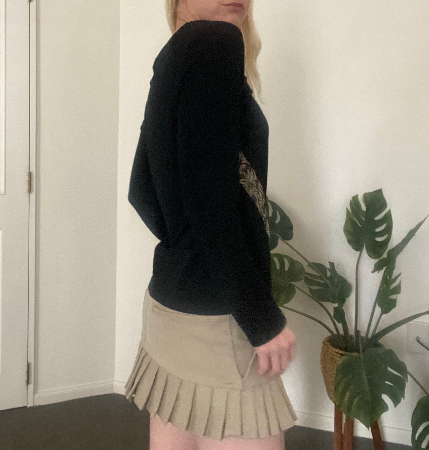 Cool 00s black ruched detailed longsleeve