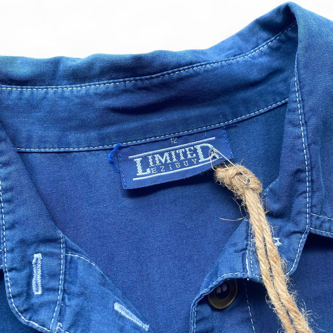 Blue denim style western button-up shirt