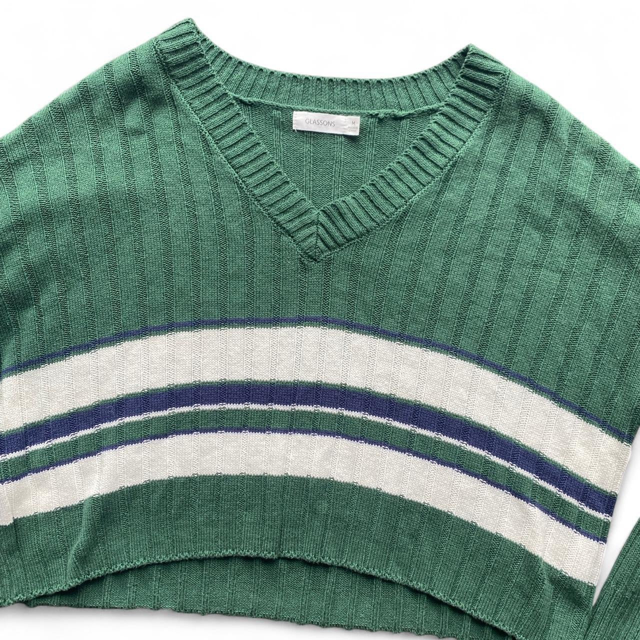 Green and white Striped jumper