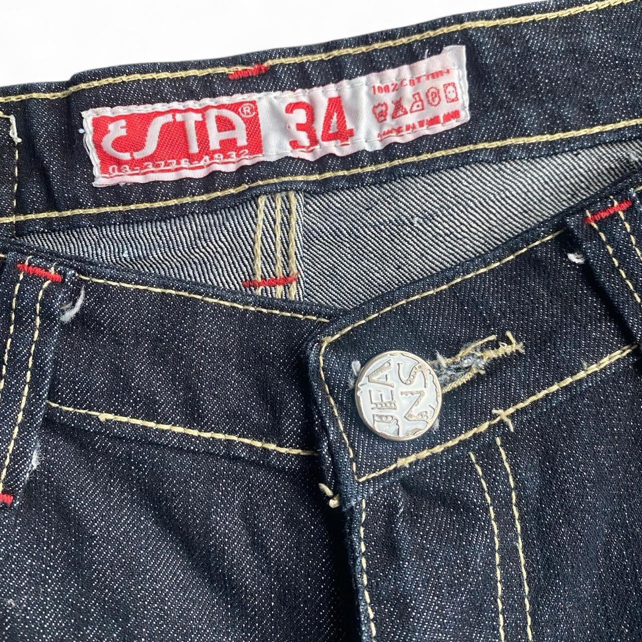Vintage mid rise denim embroidered 3/4 jeans