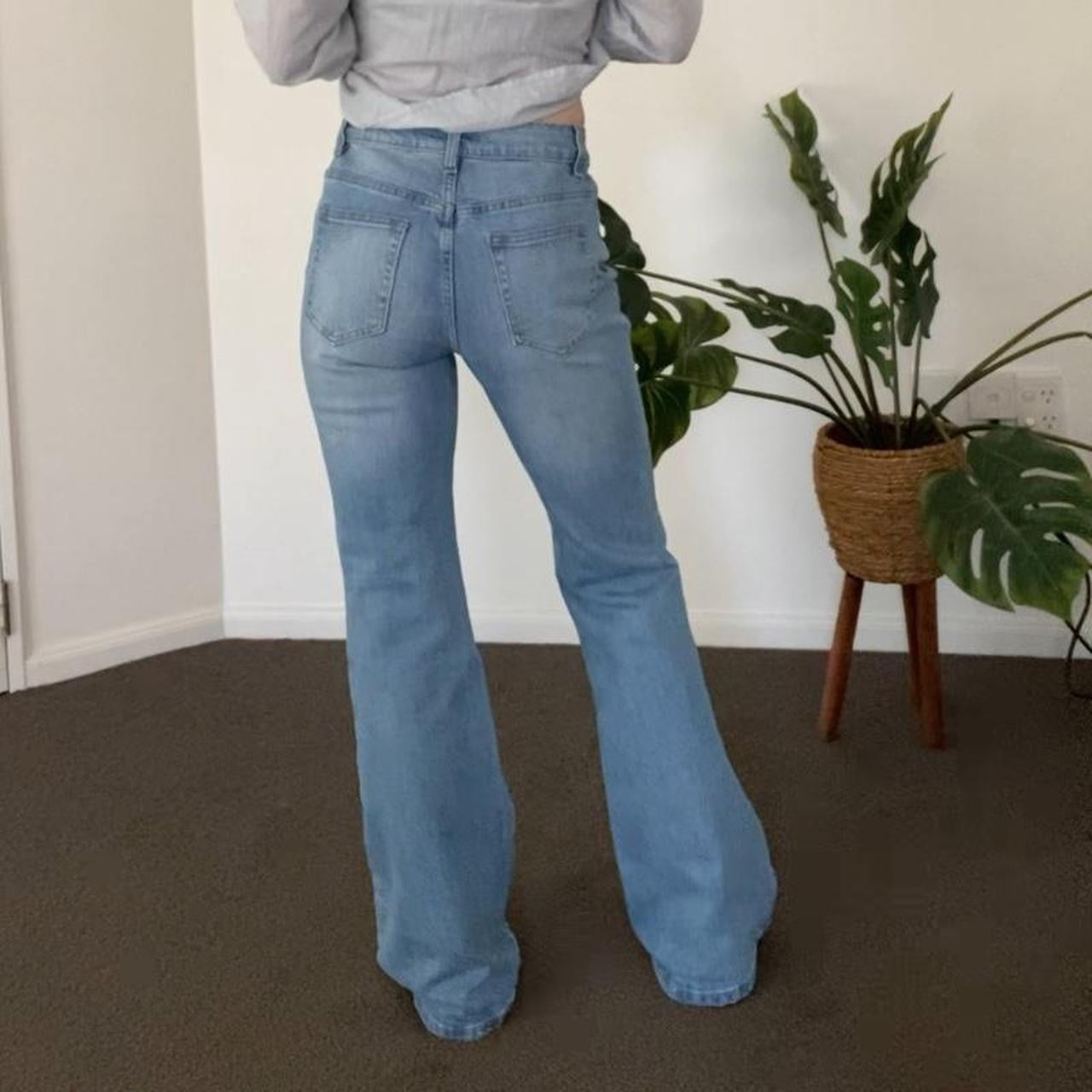 Light blue high waisted flare jeans