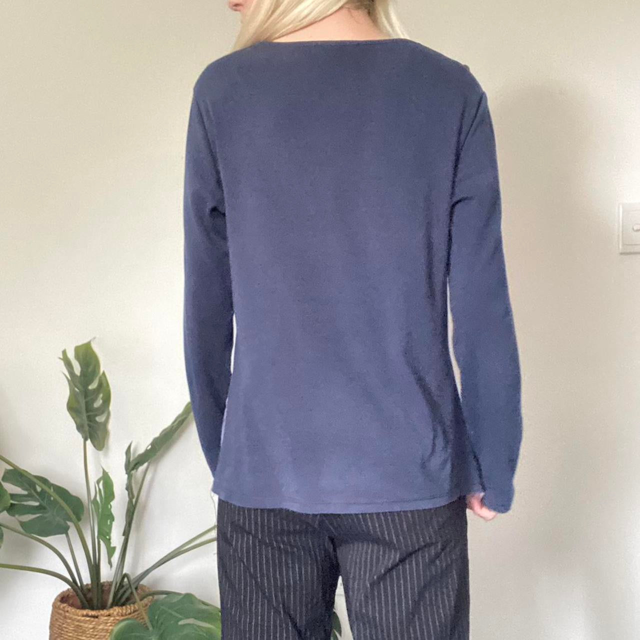 Vintage Navy blue & multi-coloured patchwork long sleeve top