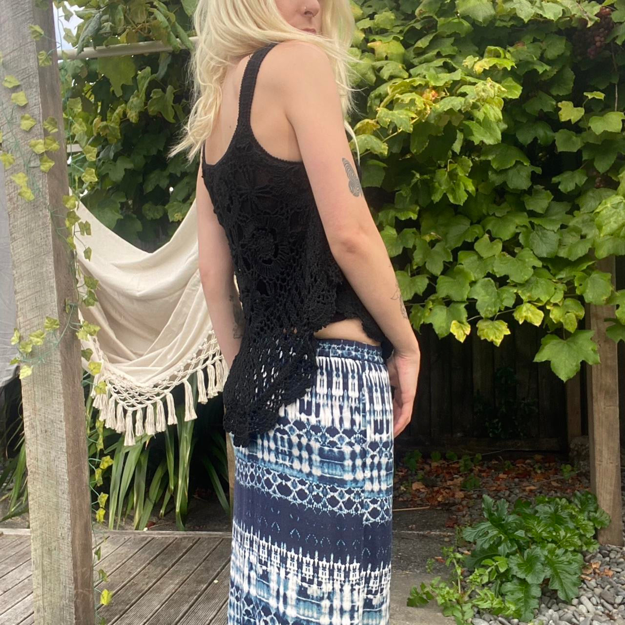 Cute Black Crochet Asymmetrical Top