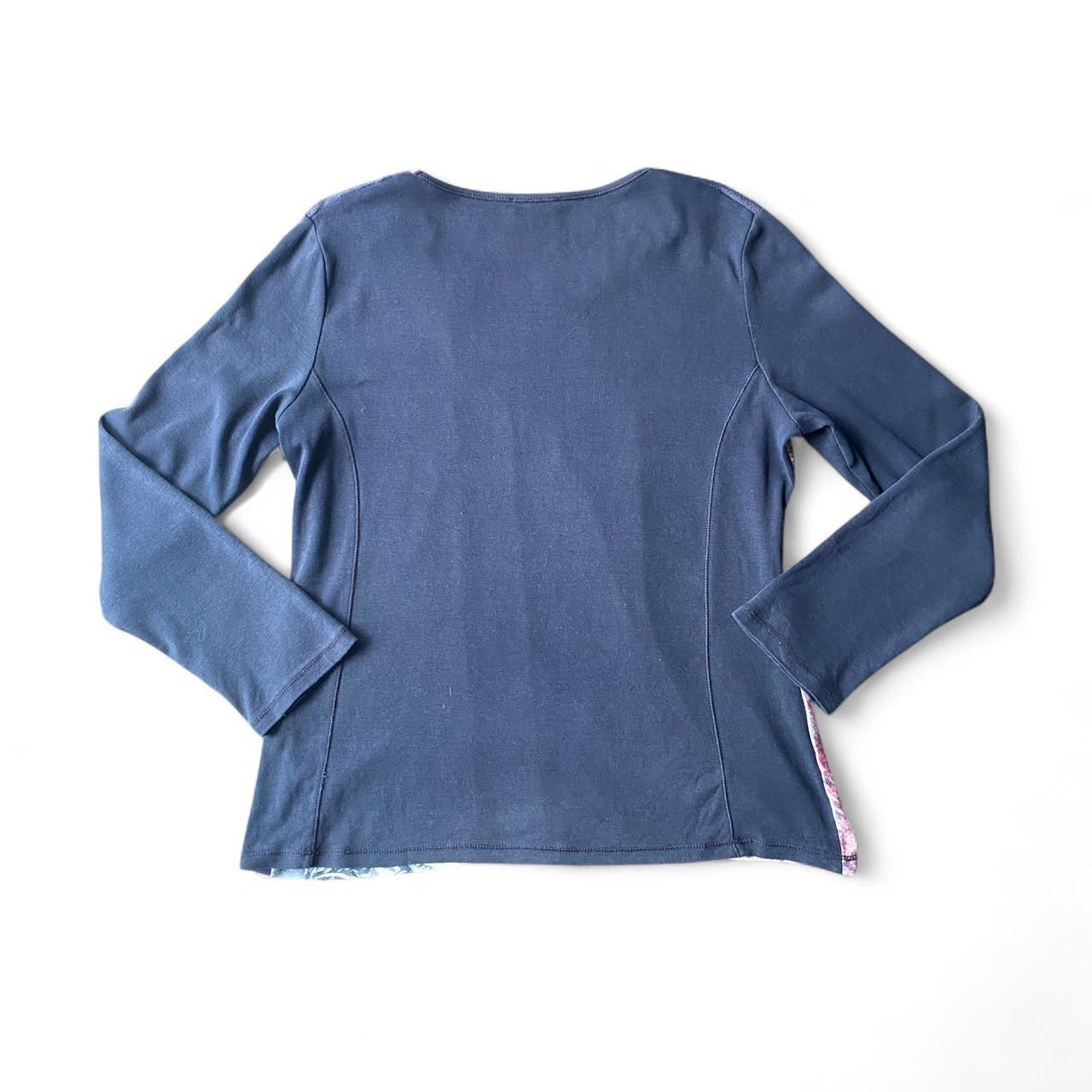 Vintage Navy blue & multi-coloured patchwork long sleeve top