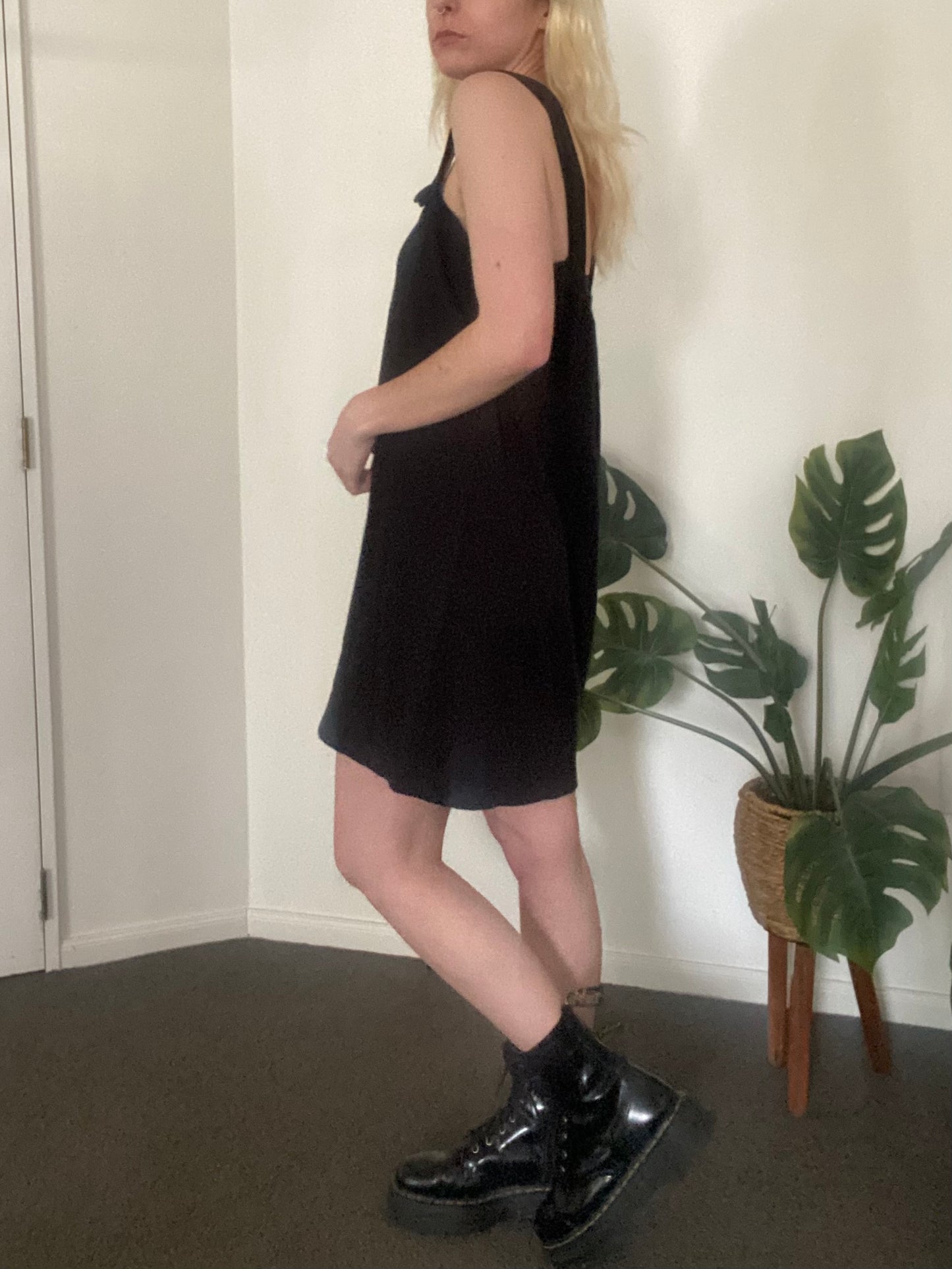 Black Topshop button knit dress