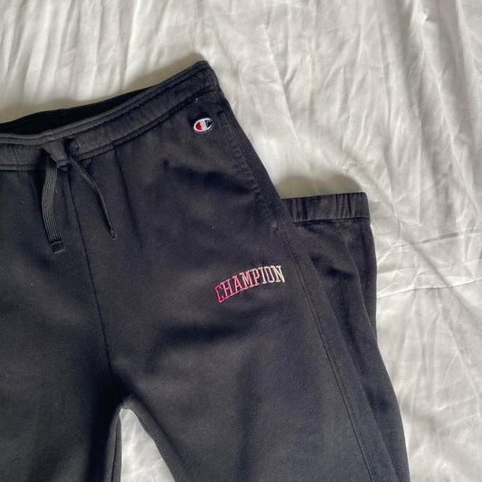 Champion black sweatpants with cute pink logo