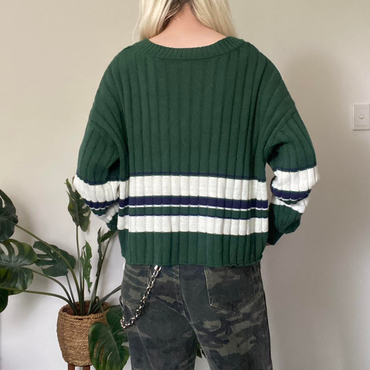 Green and white Striped jumper