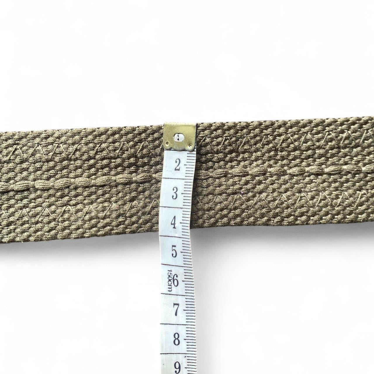Y2K EDC chunky khaki green army canvas belt with gold buckles