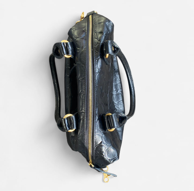 Beautiful Y2K style chunky Black leather handbag