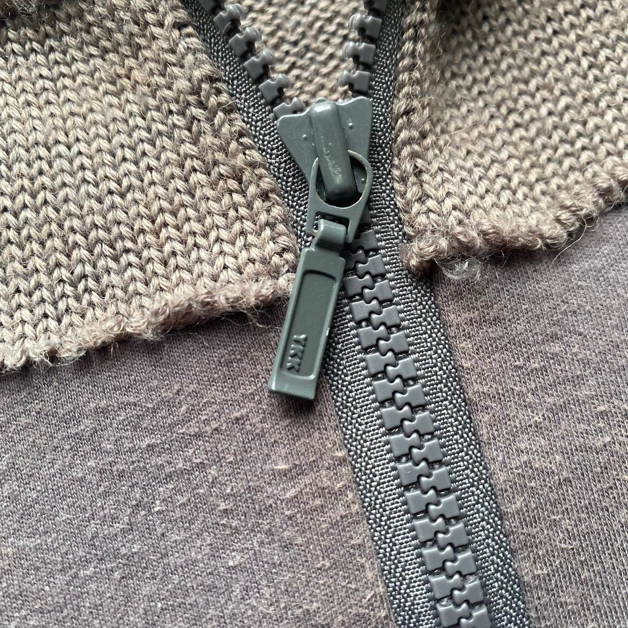 Sick Y2K two toned patchwork grey zip up knit