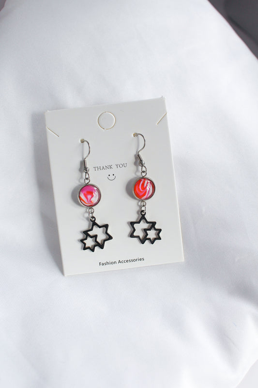 Orange + Pink Star Earrings