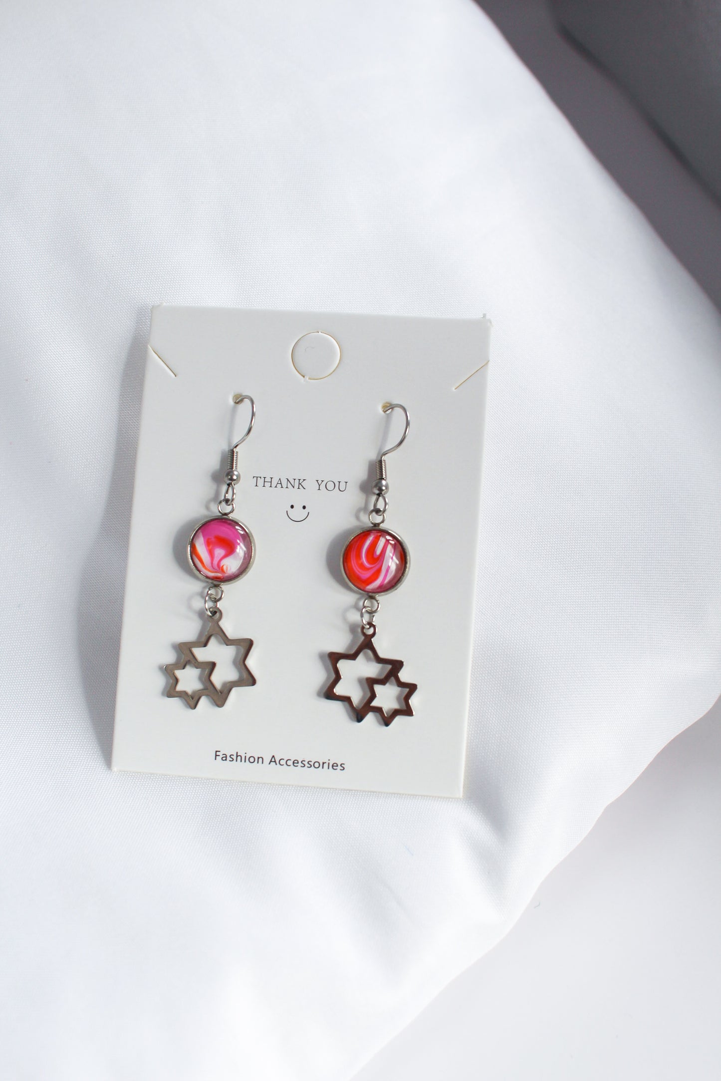 Orange + Pink Star Earrings
