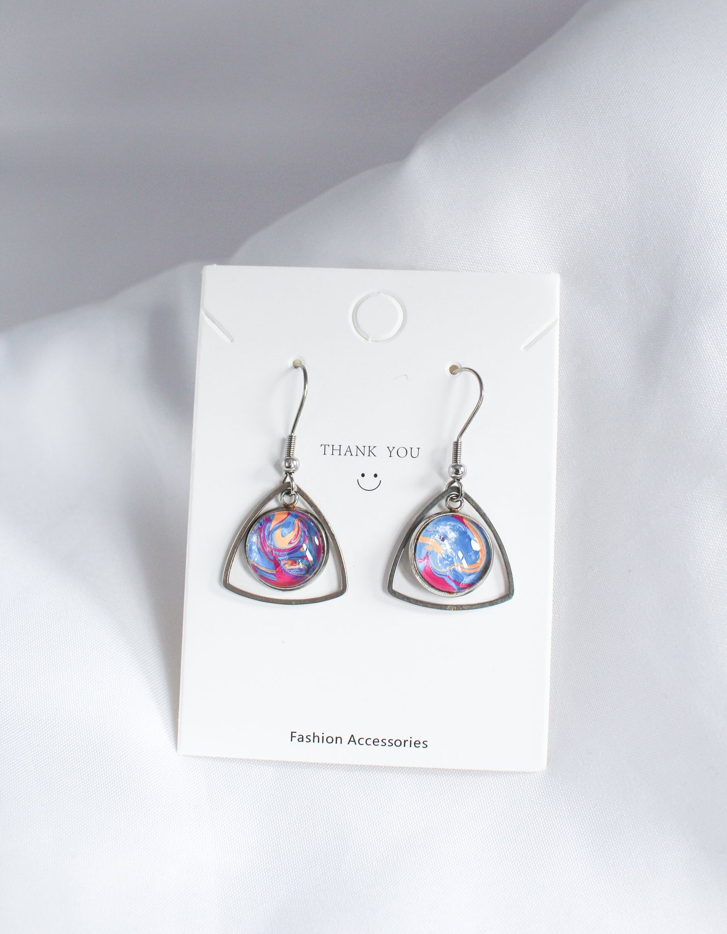 Purple + Pink Circle Pendant Earrings