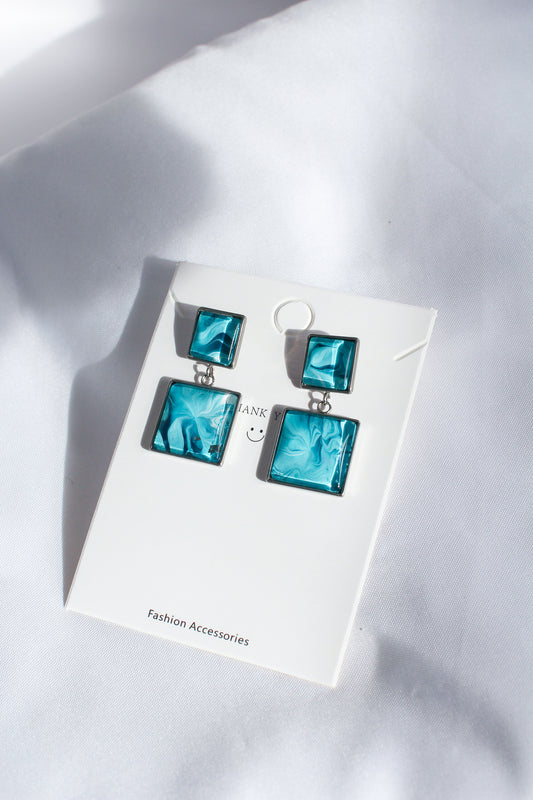 Ocean Blue Square Earrings
