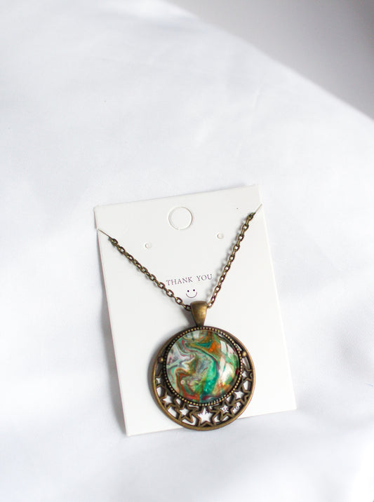 Multi-coloured Circle Star Pendant Necklace