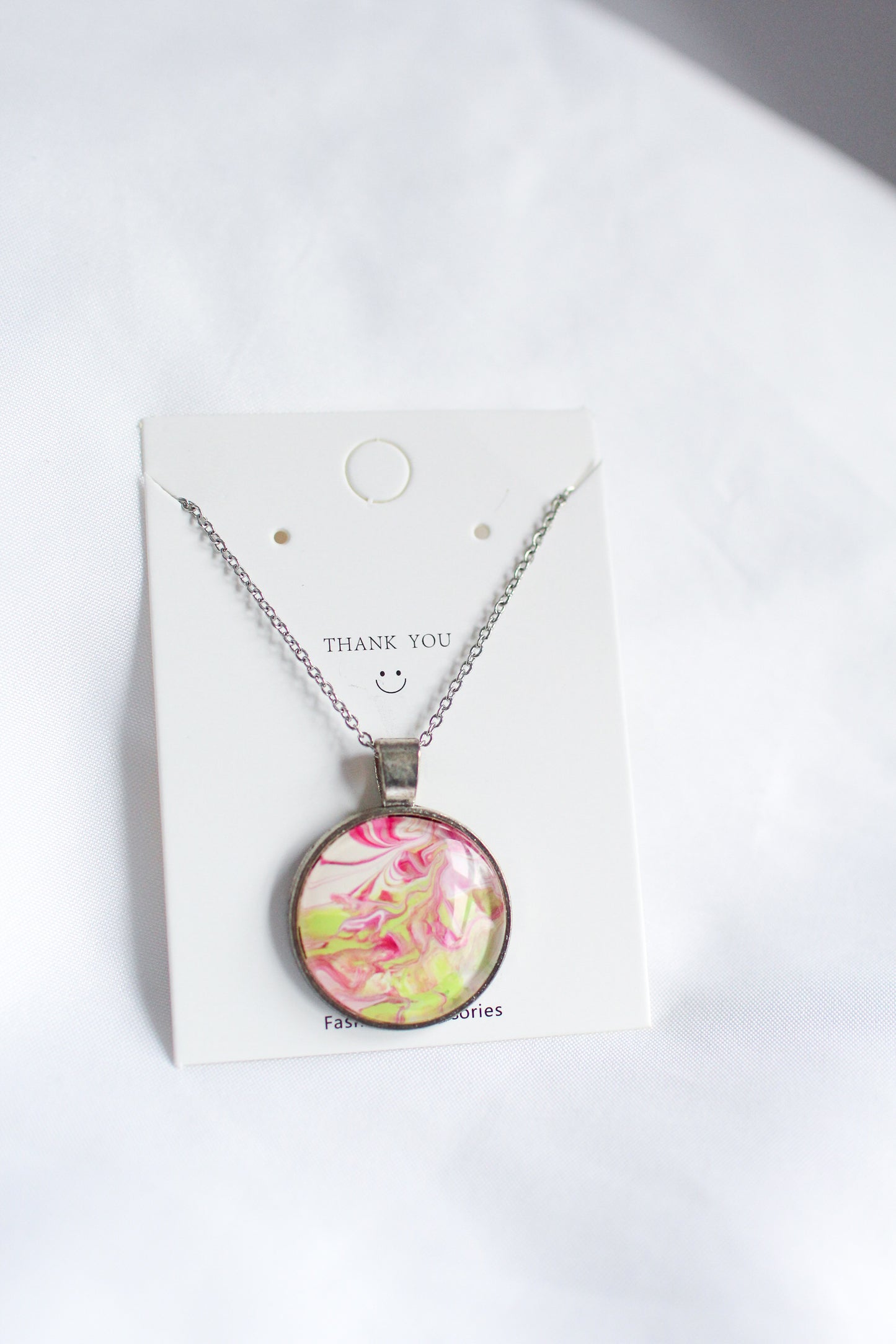 Green & Pink Circle Pedant Necklace