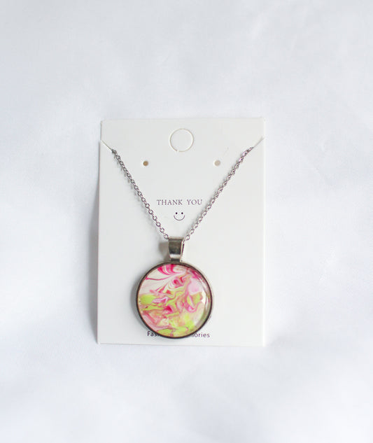 Green & Pink Circle Pedant Necklace