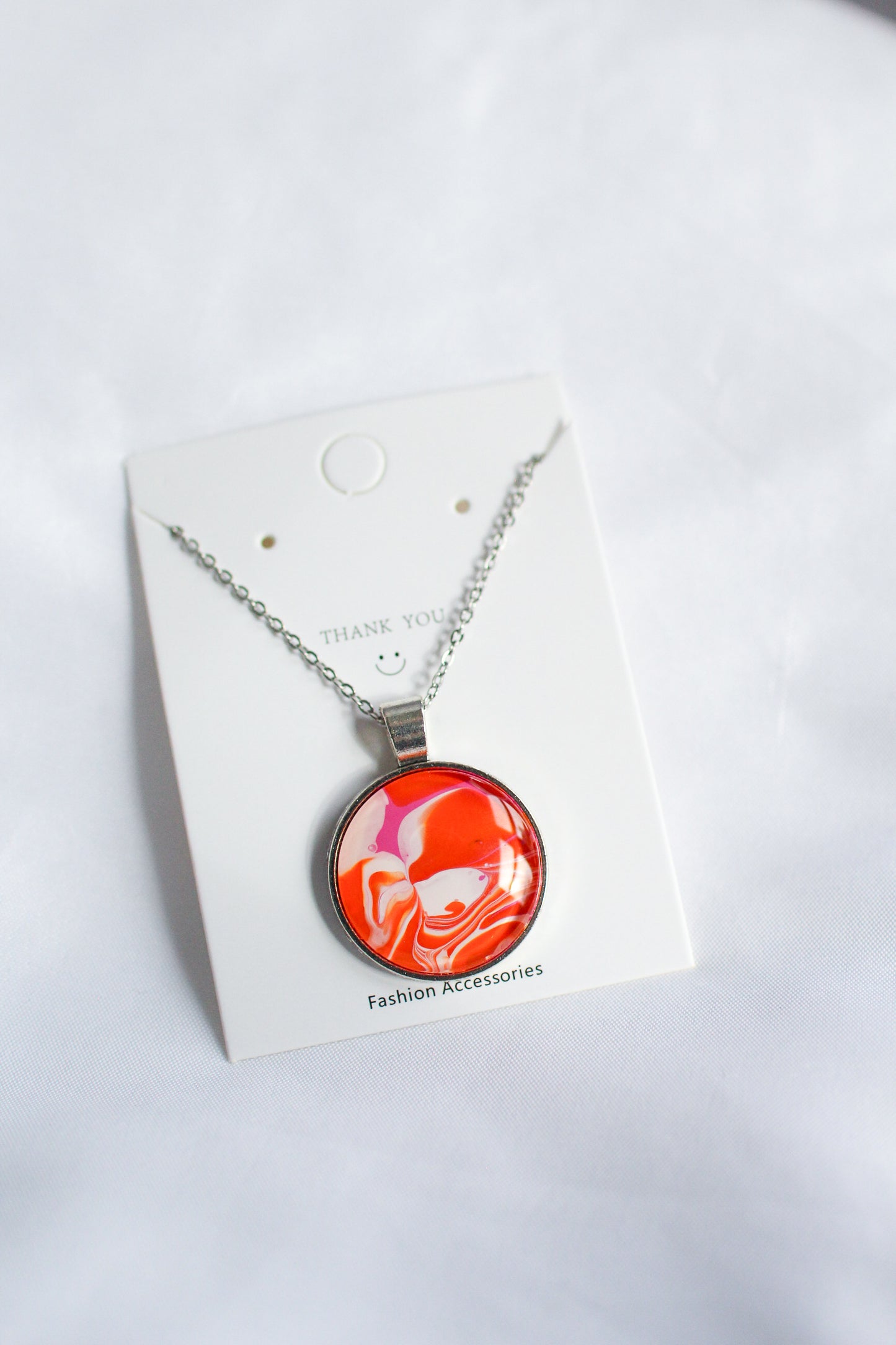 Pink + Orange Circle Pendant Necklace