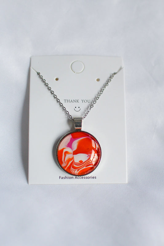 Pink + Orange Circle Pendant Necklace