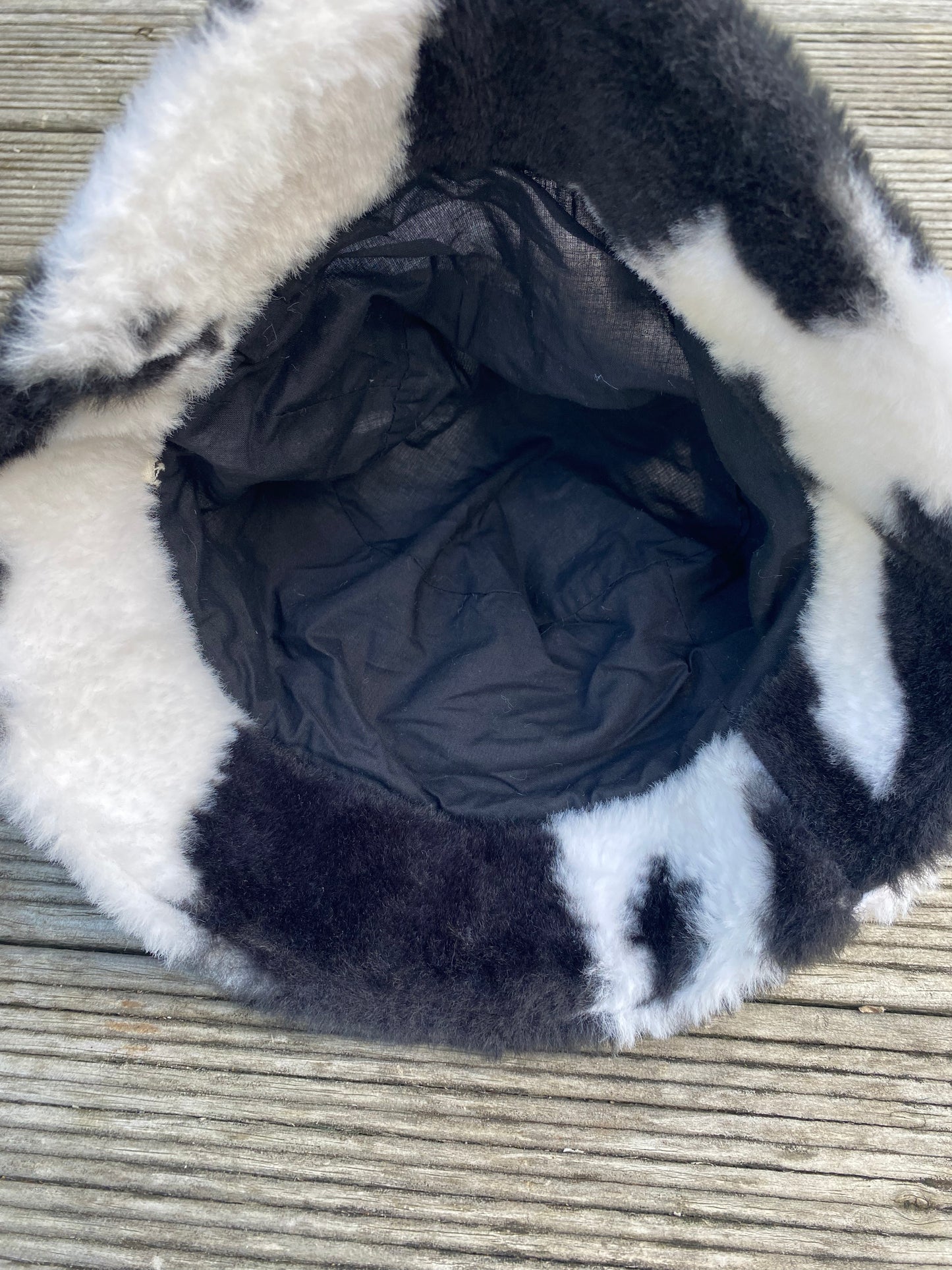 Funky fluffy cow print bucket hat
