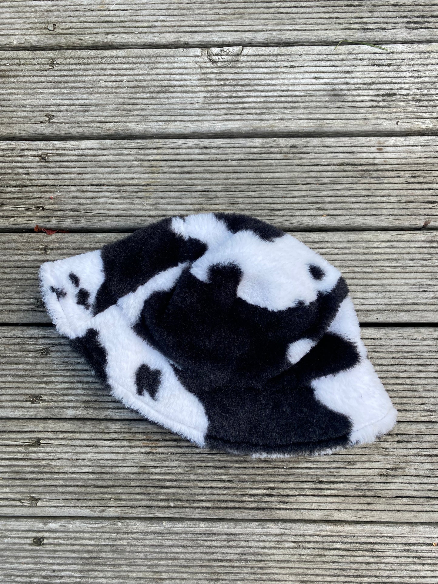 Funky fluffy cow print bucket hat