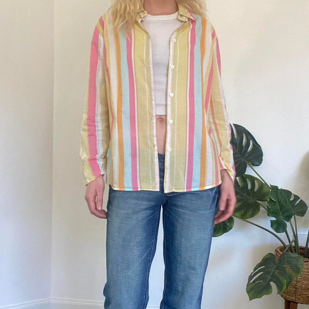 Y2K Multicolour striped button-up shirt